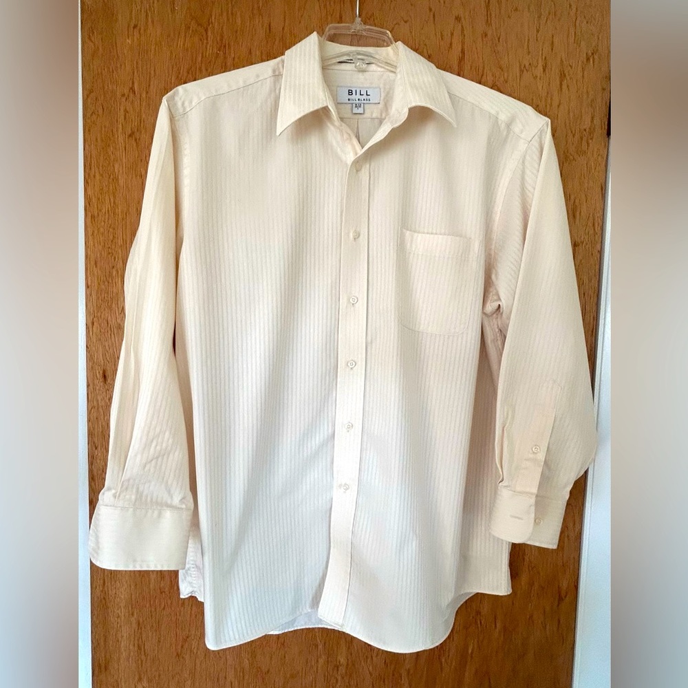 Size 16.5. 32/33 cream colored Bill Blass Dress Shirt